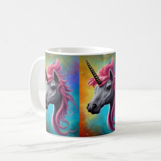 Unicorn met roze mane koffiemok (Voorkant links)