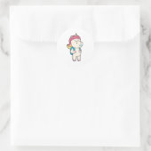 Unicorn met rug- en kauwgom ronde sticker (Tas)