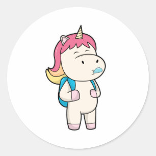 Unicorn met rug- en kauwgom ronde sticker
