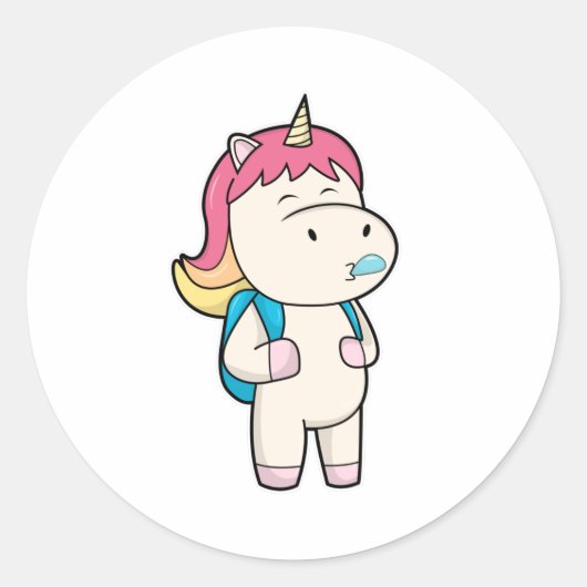 Unicorn met rug- en kauwgom ronde sticker (Voorkant)