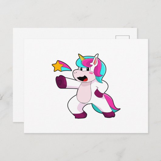 Unicorn met Star Briefkaart (Voorkant / Achterkant)