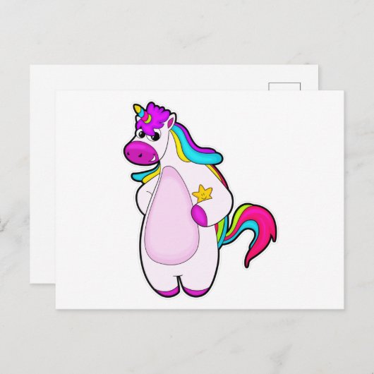 Unicorn met Star Briefkaart (Voorkant / Achterkant)