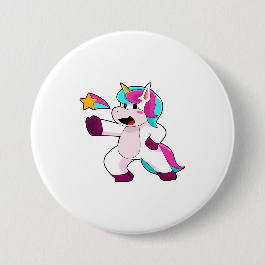 Unicorn met Star Ronde Button 7,6 Cm (Voorkant)
