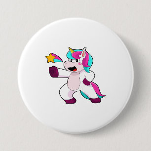 Unicorn met Star Ronde Button 7,6 Cm
