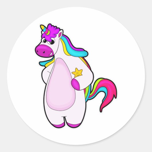 Unicorn met Star Ronde Sticker (Voorkant)