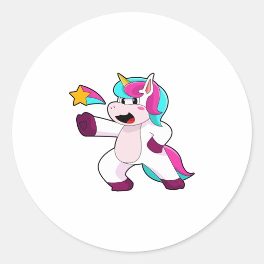 Unicorn met Star Ronde Sticker (Voorkant)