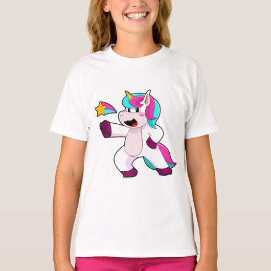 Unicorn met Star T-shirt (Voorkant)