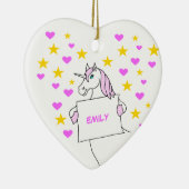 Unicorn met sterren en hart Keramisch Ornament (Rechts)