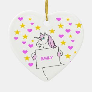  Unicorn met sterren en hart Keramisch Ornament