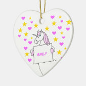 Unicorn met sterren en hart Keramisch Ornament (Links)