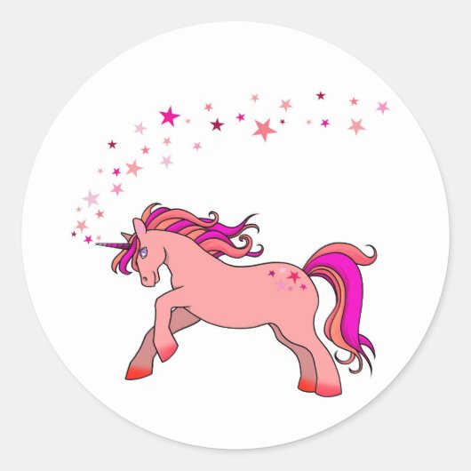 Unicorn met sterren Ronde Sticker (Voorkant)
