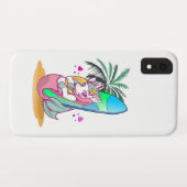 Unicorn met surfboard op het strand Case-Mate iPhone case (Achterkant (horizontaal))