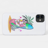 Unicorn met surfboard op het strand Case-Mate iPhone case (Achterkant (horizontaal))