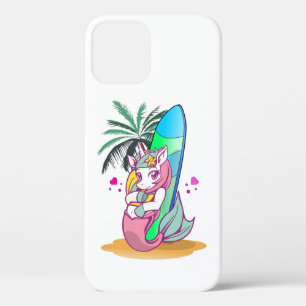 Unicorn met surfboard op het strand Case-Mate iPhone case