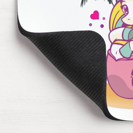 Unicorn met surfboard op het strand muismat (Hoek)