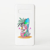 Unicorn met surfboard op het strand samsung galaxy hoesje (Achterkant)