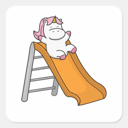 Unicorn met Swing Vierkante Sticker (Voorkant)