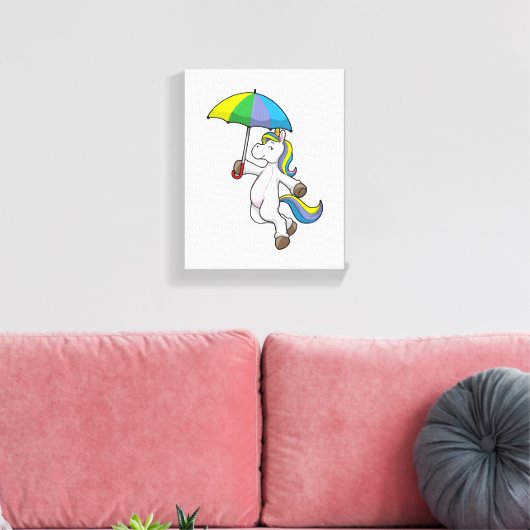 Unicorn met Umbrella Canvas Afdruk (Insitu (Woonkamer))