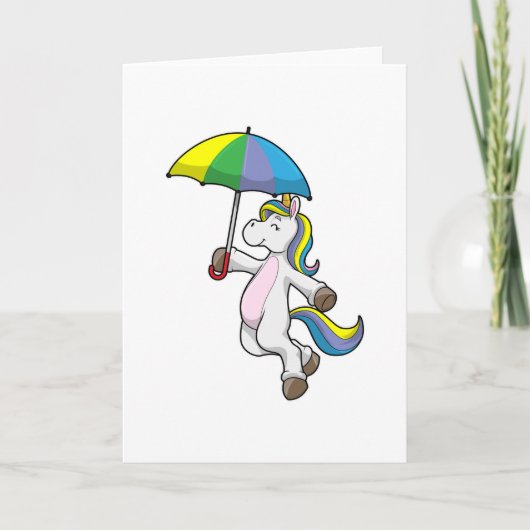 Unicorn met Umbrella Kaart (Voorkant)
