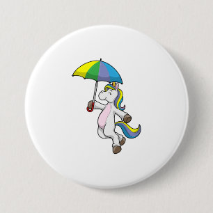 Unicorn met Umbrella Ronde Button 7,6 Cm