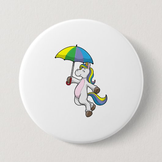 Unicorn met Umbrella Ronde Button 7,6 Cm (Voorkant)