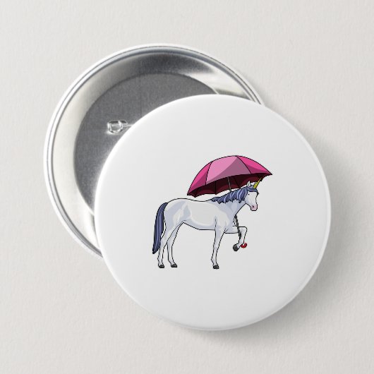 Unicorn met Umbrella Ronde Button 7,6 Cm (Voorkant /achterkant)