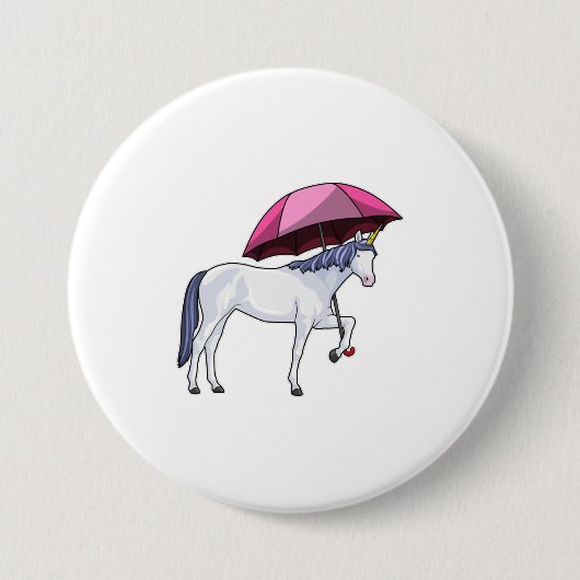Unicorn met Umbrella Ronde Button 7,6 Cm (Voorkant)