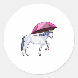 Unicorn met Umbrella Ronde Sticker