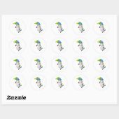 Unicorn met Umbrella Ronde Sticker (Vel)
