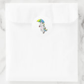 Unicorn met Umbrella Ronde Sticker (Tas)