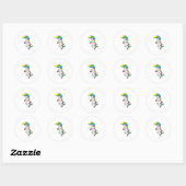 Unicorn met Umbrella Ronde Sticker (Vel)