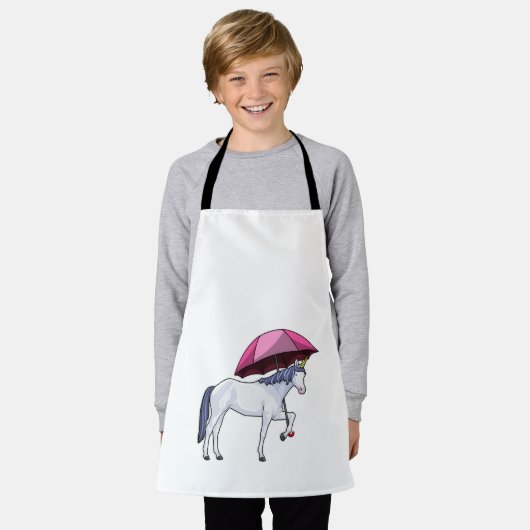 Unicorn met Umbrella Schort (Gedragen)