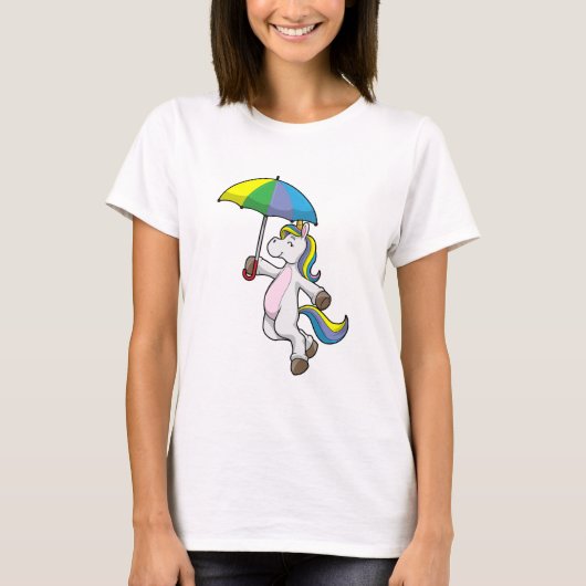 Unicorn met Umbrella T-shirt (Voorkant)