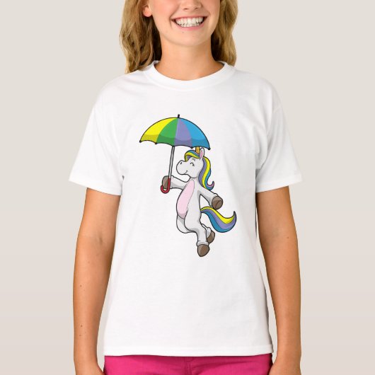 Unicorn met Umbrella T-shirt (Voorkant)