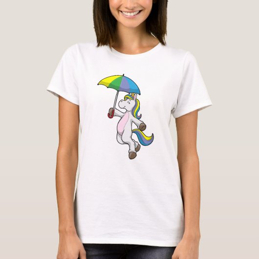 Unicorn met Umbrella T-shirt (Voorkant)