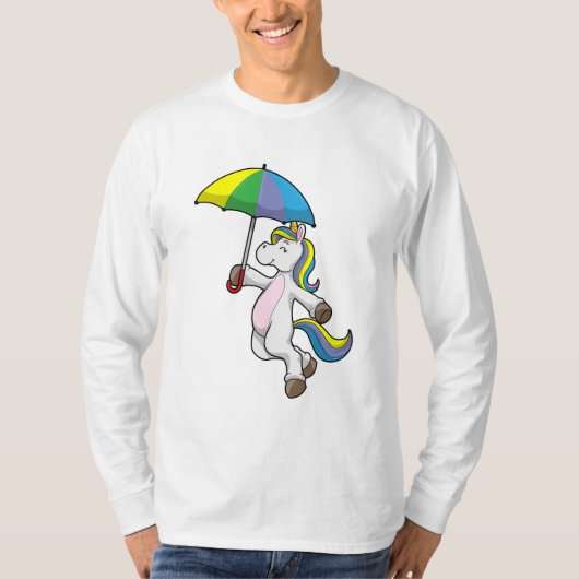 Unicorn met Umbrella T-shirt (Voorkant)