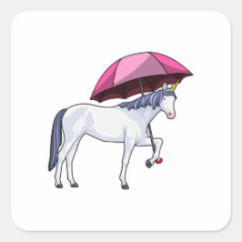 Unicorn met Umbrella Vierkante Sticker