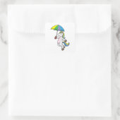 Unicorn met Umbrella Vierkante Sticker (Tas)