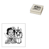  unicorn met vlinder op neus rubberstempel (Gestempeld)