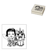 unicorn met vlinder op neus rubberstempel (Gestempeld)