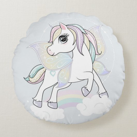 Unicorn met vlindervleugels rond kussen (Voorkant)