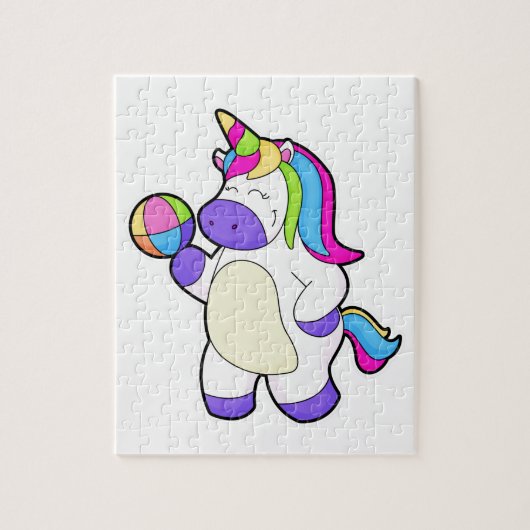 Unicorn met volleybal legpuzzel (Verticaal)