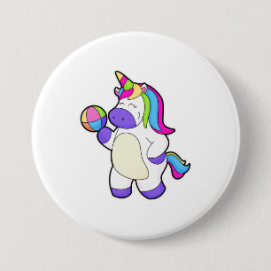 Unicorn met volleybal ronde button 7,6 cm