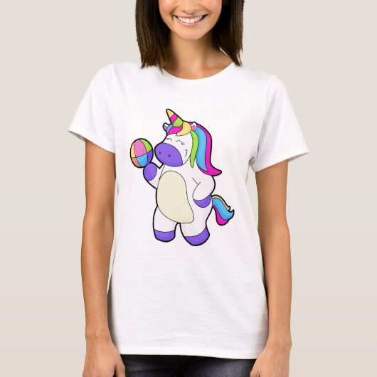 Unicorn met volleybal t-shirt (Voorkant)