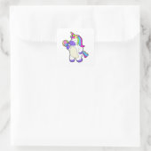 Unicorn met volleybal vierkante sticker (Tas)