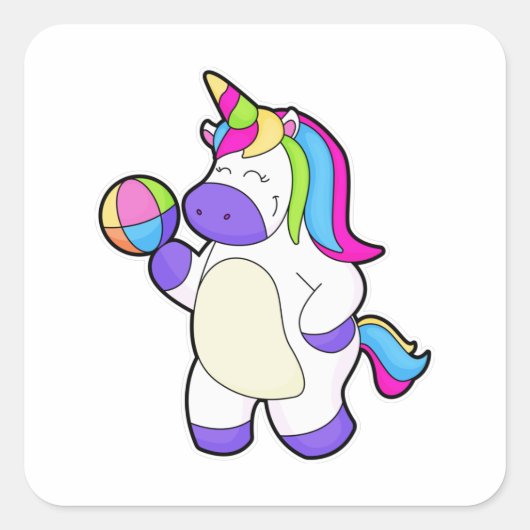 Unicorn met volleybal vierkante sticker (Voorkant)