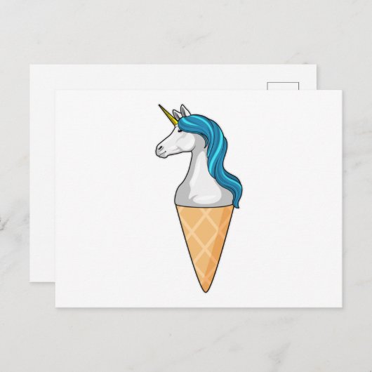 Unicorn met wafelijs briefkaart (Voorkant / Achterkant)