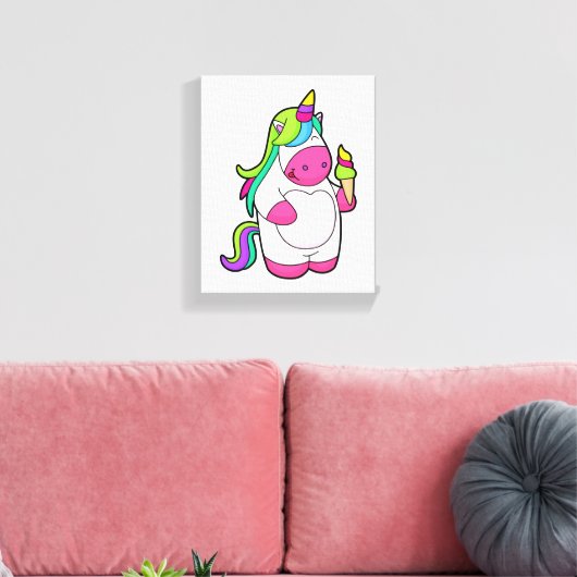 Unicorn met wafelijs canvas afdruk (Insitu (Woonkamer))