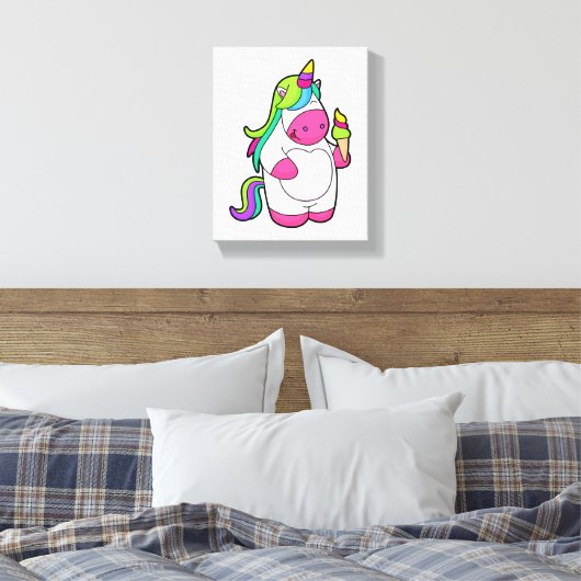 Unicorn met wafelijs canvas afdruk (Insitu (Slaapkamer))