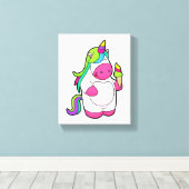 Unicorn met wafelijs canvas afdruk (Insitu (Houten vloer))